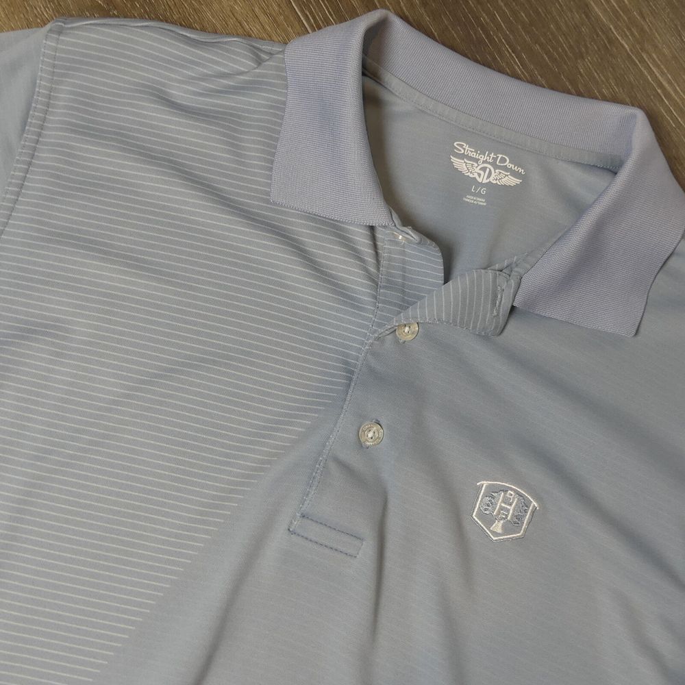 Straight Down Golf Polo‎ Shirt Gray Stripe Men's Large L